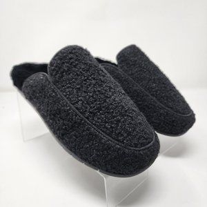 Vionic Slipper Womens 7 Black Natural Caressa Faux Shearling Comfort Slides Mule